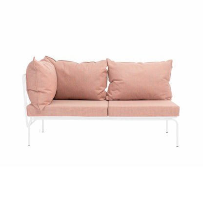 ATAMAN MODULAR Gartensofa links Eckelement 160- Ausführung Niedrige Armlehne aus pulverbeschichtetem Edelstah-weiss-vorne
