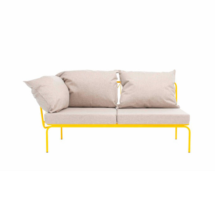 ATAMAN MODULAR Gartensofa links-Ausführung Niedrige Armlehne aus pulverbeschichtetem Edelstah-zinkgelb-vorne