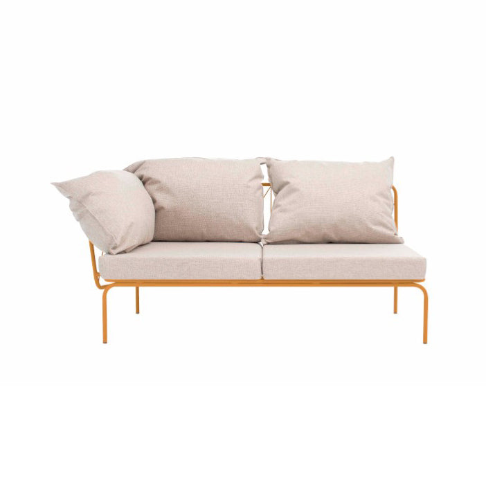 ATAMAN MODULAR Gartensofa links-Ausführung Niedrige Armlehne aus pulverbeschichtetem Edelstah-ockergelb-vorne