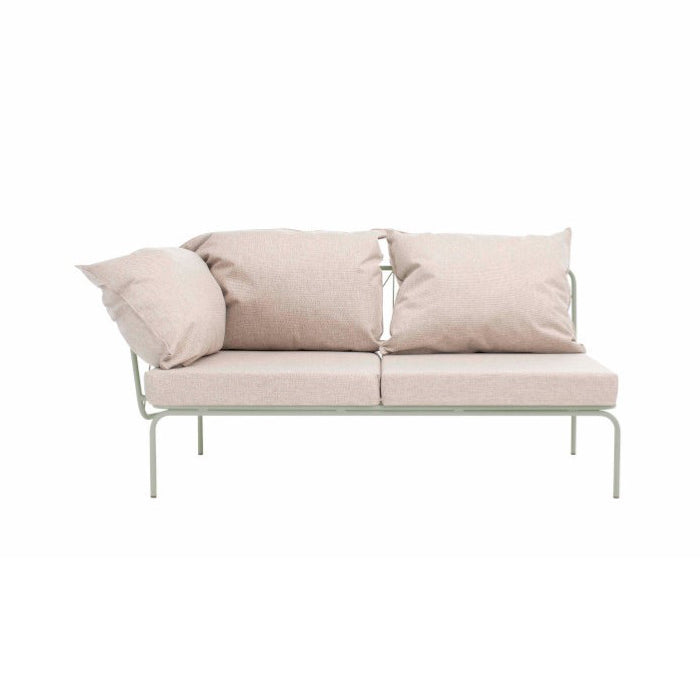 ATAMAN MODULAR Gartensofa links-Ausführung Niedrige Armlehne aus pulverbeschichtetem Edelstah-kieselgrau-vorne