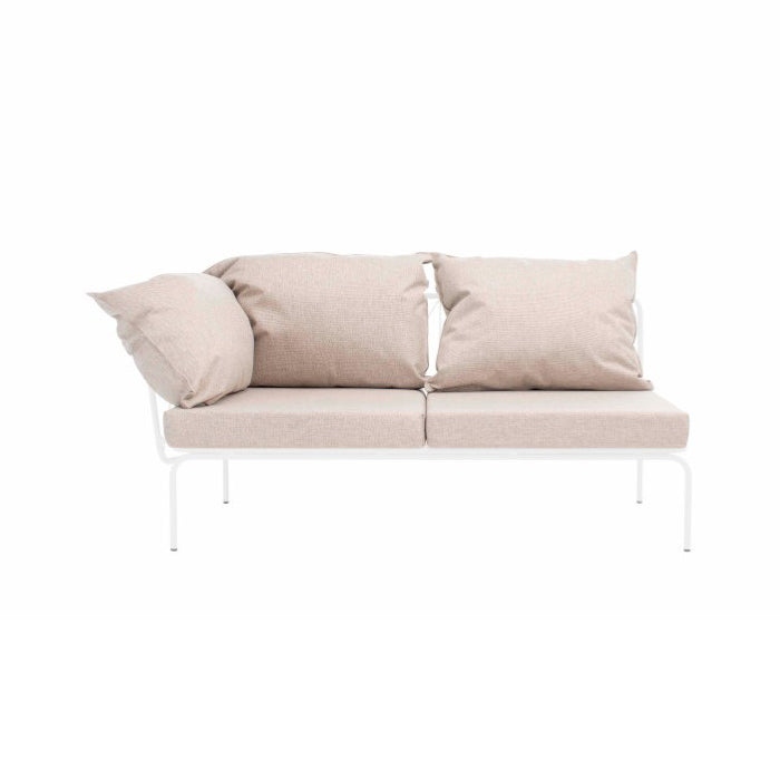 ATAMAN MODULAR Gartensofa links-Ausführung Niedrige Armlehne aus pulverbeschichtetem Edelstah-weiss-vorne