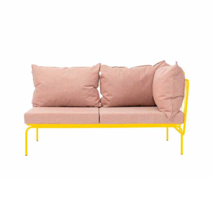 ATAMAN MODULAR GARTENSOFA rechts Eckelement 160- Ausführung Niedrige Armlehne aus pulverbeschichtetem Edelstah-zinkgelb-vorne