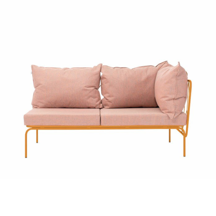 ATAMAN MODULAR GARTENSOFA rechts Eckelement 160- Ausführung Niedrige Armlehne aus pulverbeschichtetem Edelstah-ockergelb-vorne