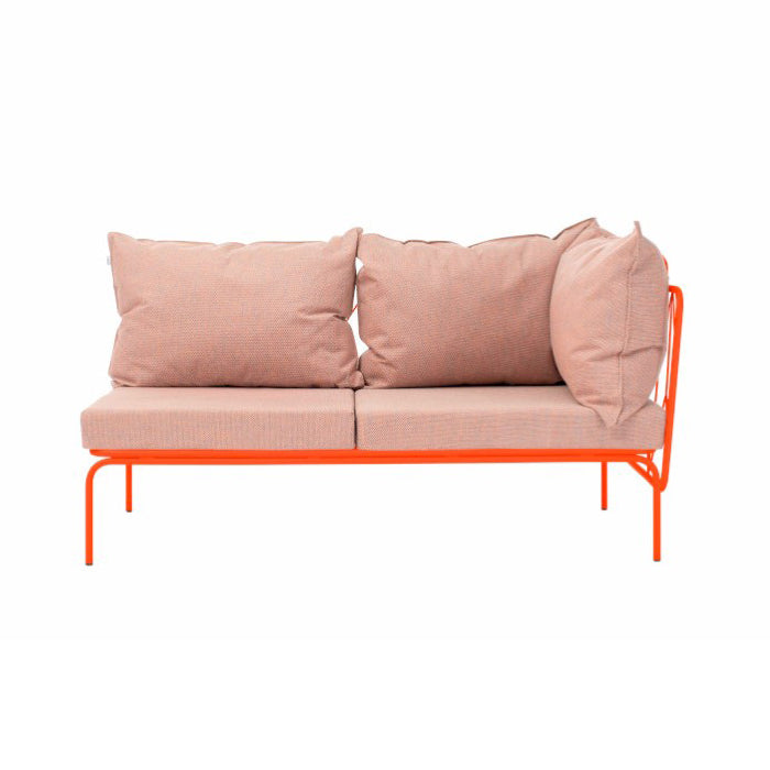 ATAMAN MODULAR GARTENSOFA rechts Eckelement 160- Ausführung Niedrige Armlehne aus pulverbeschichtetem Edelstah-lachsrot-vorne