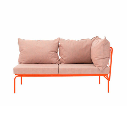 ATAMAN MODULAR GARTENSOFA rechts Eckelement 160- Ausführung Niedrige Armlehne aus pulverbeschichtetem Edelstah-lachsrot-vorne