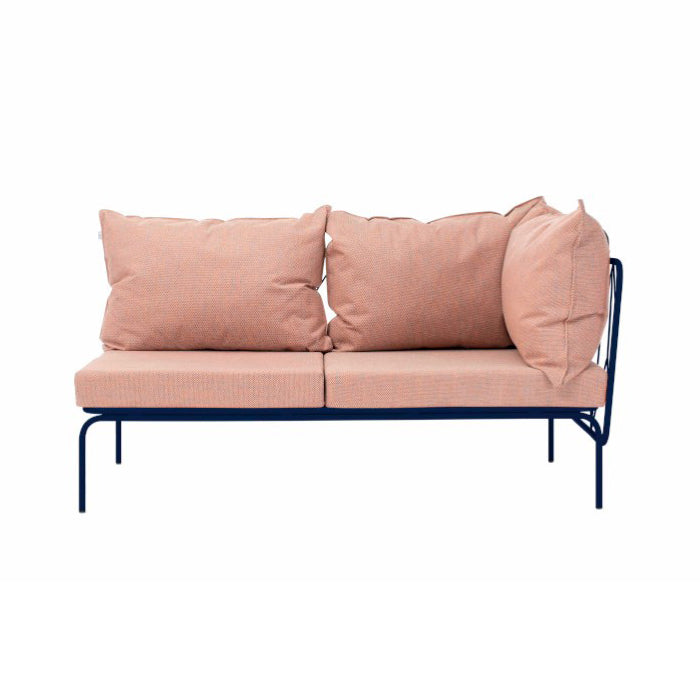 ATAMAN MODULAR GARTENSOFA rechts Eckelement 160- Ausführung Niedrige Armlehne aus pulverbeschichtetem Edelstah-schwarz-vorne