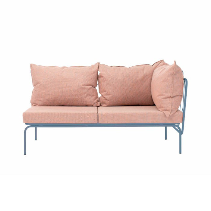 ATAMAN MODULAR GARTENSOFA rechts Eckelement 160- Ausführung Niedrige Armlehne aus pulverbeschichtetem Edelstah-taubenblau-vorne
