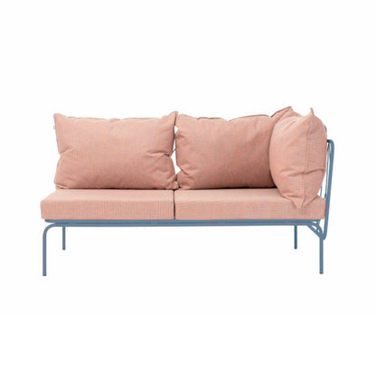 ATAMAN MODULAR GARTENSOFA rechts Eckelement 160- Ausführung Niedrige Armlehne aus pulverbeschichtetem Edelstah-taubenblau-vorne
