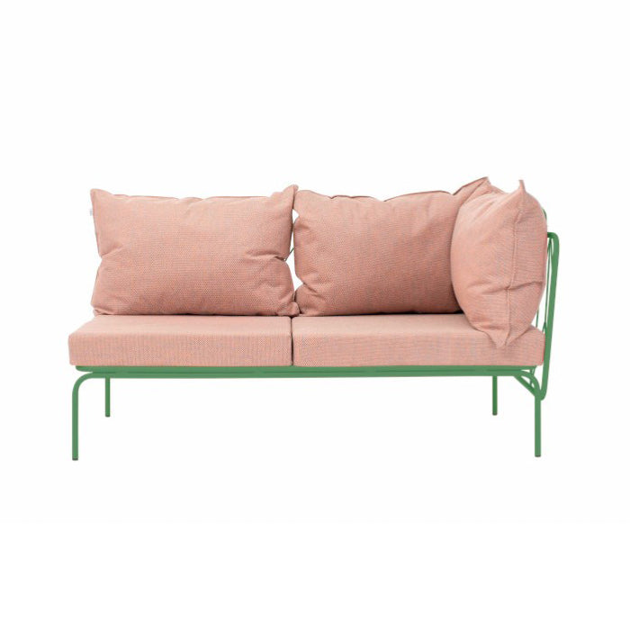 ATAMAN MODULAR GARTENSOFA rechts Eckelement 160- Ausführung Niedrige Armlehne aus pulverbeschichtetem Edelstah-resedagrün-vorne