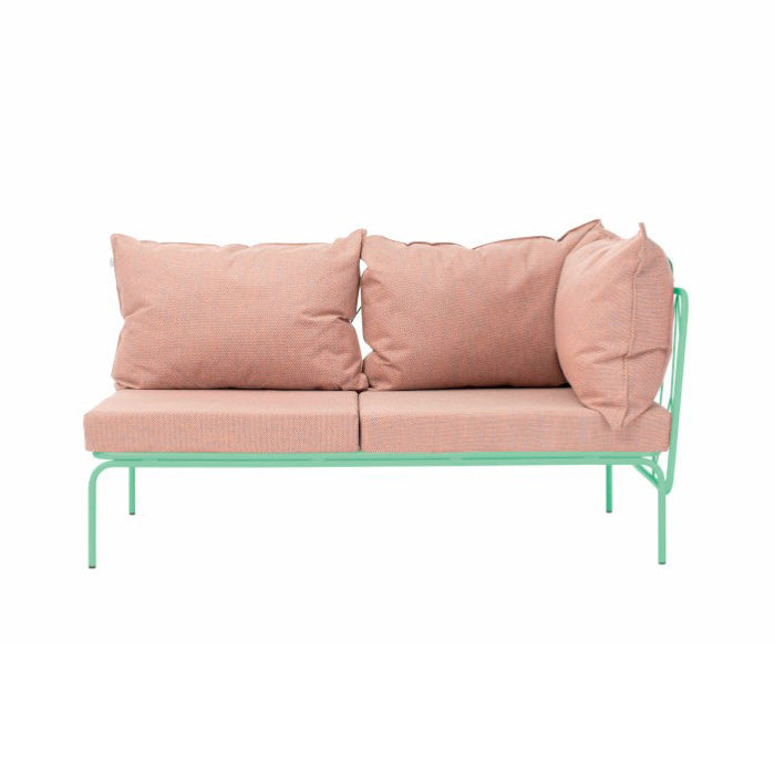 ATAMAN MODULAR GARTENSOFA rechts Eckelement 160- Ausführung Niedrige Armlehne aus pulverbeschichtetem Edelstah-weissgrün-vorne