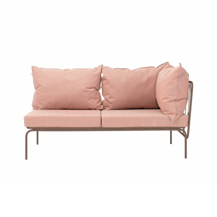 ATAMAN MODULAR GARTENSOFA rechts Eckelement 160- Ausführung Niedrige Armlehne aus pulverbeschichtetem Edelstah-beigegrau-vorne
