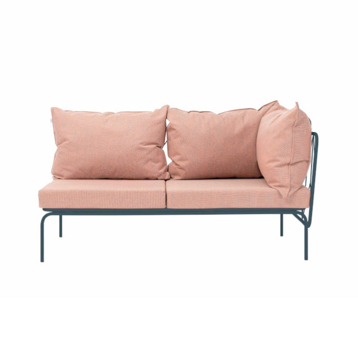 ATAMAN MODULAR GARTENSOFA rechts Eckelement 160- Ausführung Niedrige Armlehne aus pulverbeschichtetem Edelstah-saphirblau-vorne