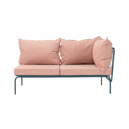 ATAMAN MODULAR GARTENSOFA rechts Eckelement 160- Ausführung Niedrige Armlehne aus pulverbeschichtetem Edelstah-saphirblau-vorne