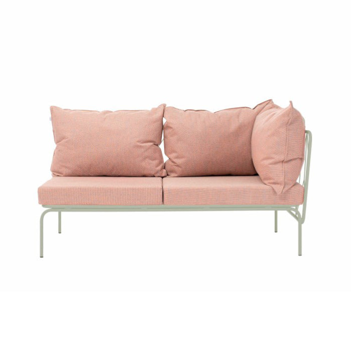 ATAMAN MODULAR GARTENSOFA rechts Eckelement 160- Ausführung Niedrige Armlehne aus pulverbeschichtetem Edelstah-kieselgrau-vorne