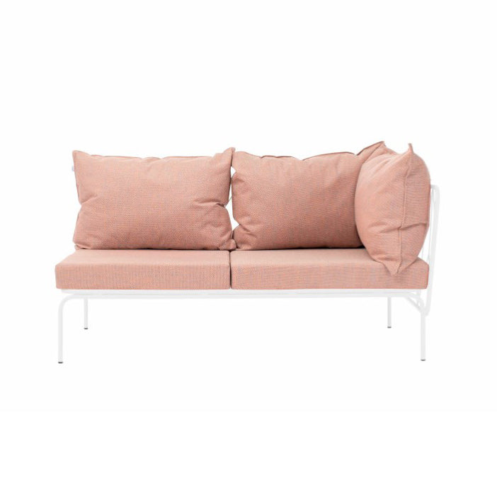 ATAMAN MODULAR GARTENSOFA rechts Eckelement 160- Ausführung Niedrige Armlehne aus pulverbeschichtetem Edelstah-weiss-vorne