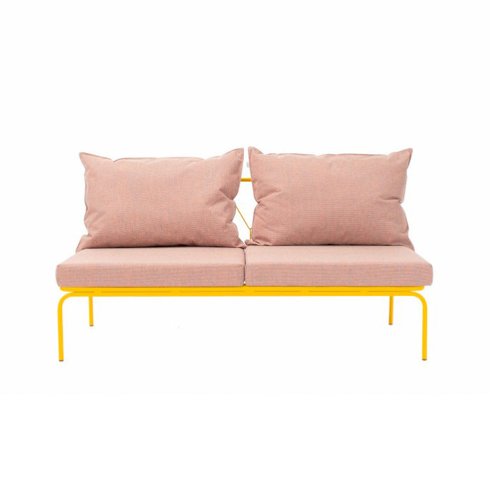 ATAMAN MODULAR Gartensofa Zentrales Element160- Ausführung Niedrige Armlehne aus pulverbeschichtetem Edelstah-zinkgelb-vorne