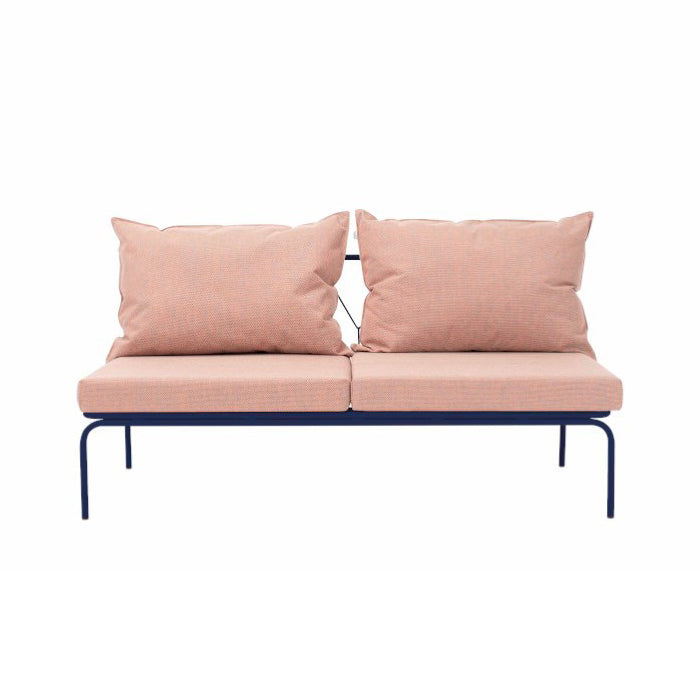 ATAMAN MODULAR Gartensofa Zentrales Element160- Ausführung Niedrige Armlehne aus pulverbeschichtetem Edelstah-saphirblau-vorne