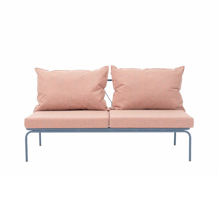 ATAMAN MODULAR Gartensofa Zentrales Element160- Ausführung Niedrige Armlehne aus pulverbeschichtetem Edelstah-taubenblau-vorne