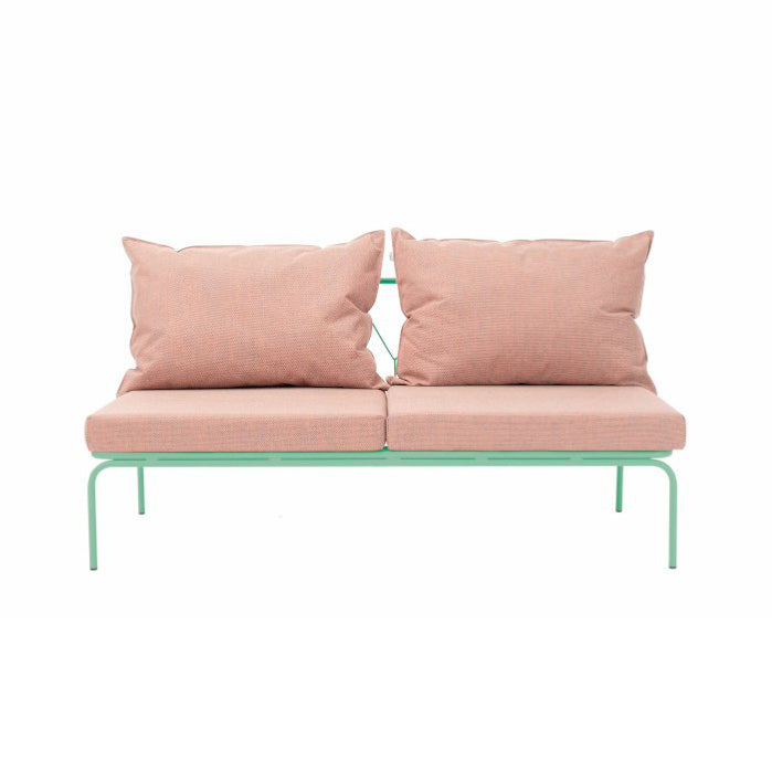 ATAMAN MODULAR Gartensofa Zentrales Element160- Ausführung Niedrige Armlehne aus pulverbeschichtetem Edelstah-weissgrün-vorne