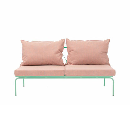 ATAMAN MODULAR Gartensofa Zentrales Element160- Ausführung Niedrige Armlehne aus pulverbeschichtetem Edelstah-weissgrün-vorne