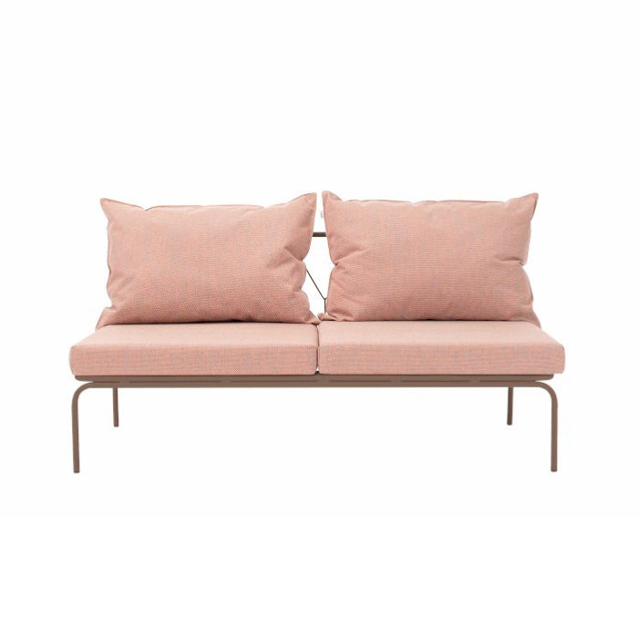 ATAMAN MODULAR Gartensofa Zentrales Element160- Ausführung Niedrige Armlehne aus pulverbeschichtetem Edelstah-beigegrau-vorne