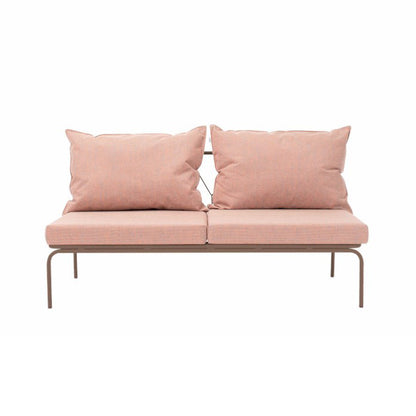 ATAMAN MODULAR Gartensofa Zentrales Element160- Ausführung Niedrige Armlehne aus pulverbeschichtetem Edelstah-beigegrau-vorne