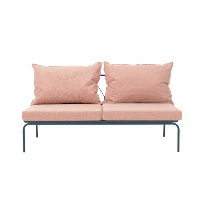 ATAMAN MODULAR Gartensofa Zentrales Element160- Ausführung Niedrige Armlehne aus pulverbeschichtetem Edelstah-schwarz-vorne