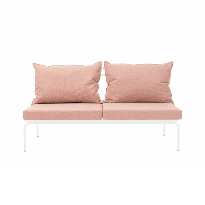 ATAMAN MODULAR Gartensofa Zentrales Element160- Ausführung Niedrige Armlehne aus pulverbeschichtetem Edelstah-weiss-vorne