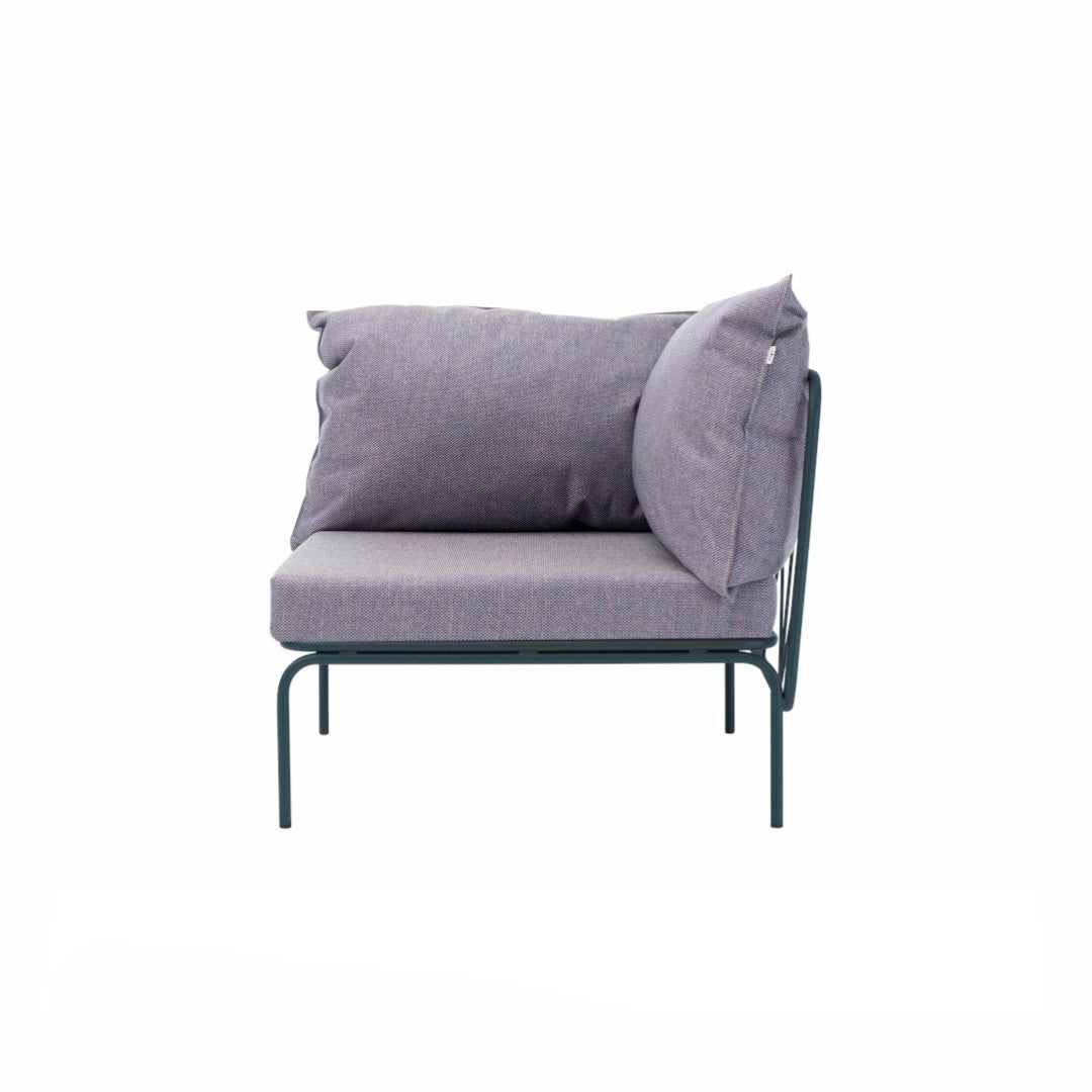 ATAMAN MODULAR GARTENSOFA-rechts Eckelement-aus pulverbeschichtetem Edelstahl und einem Stahlgeflecht-schwarz-vorne