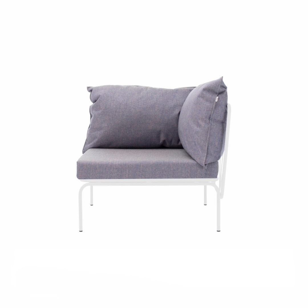 ATAMAN MODULAR GARTENSOFA-rechts Eckelement-aus pulverbeschichtetem Edelstahl und einem Stahlgeflecht-weiss-vorne