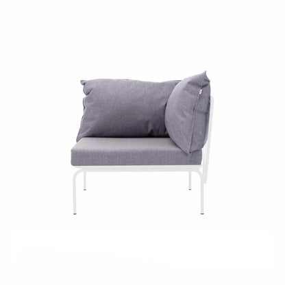 ATAMAN MODULAR GARTENSOFA-rechts Eckelement-aus pulverbeschichtetem Edelstahl und einem Stahlgeflecht-weiss-vorne