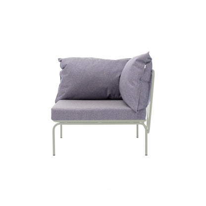 ATAMAN MODULAR GARTENSOFA-rechts Eckelement-aus pulverbeschichtetem Edelstahl und einem Stahlgeflecht-kieselgrau-vorne