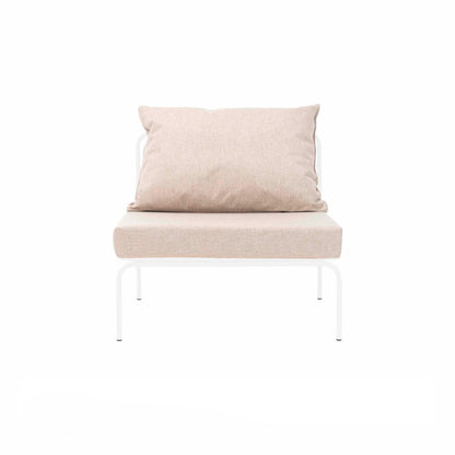 ATMAN MODUALR-Gartensofa-Zentrales Element aus pulverbeschichtetem Edelstahl und einem Stahlgeflecht-weiss-vorne