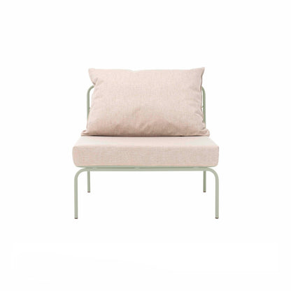 ATMAN MODUALR-Gartensofa-Zentrales Element aus pulverbeschichtetem Edelstahl und einem Stahlgeflecht-kieselgrau-vorne