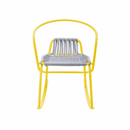 ATAMAN ROCKIN-Design-Gartenschaukelstuhl aus pulverbeschichtetem Edelstahl-gelb-vorne
