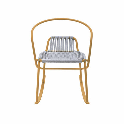 ATAMAN ROCKIN-Designer-Gartenschaukelstuhl aus pulverbeschichtetem Edelstahl-braun-vorne