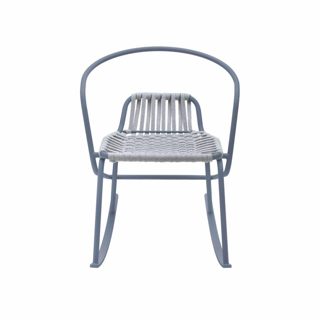ATAMAN ROCKIN-Designer-Gartenschaukelstuhl aus pulverbeschichtetem Edelstahl-dunkelgrau-vorne