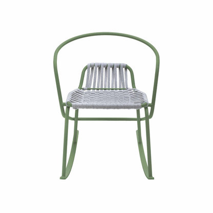 ATAMAN ROCKIN-Designer-Gartenschaukelstuhl aus pulverbeschichtetem Edelstahl-dunkelgrün-vorne