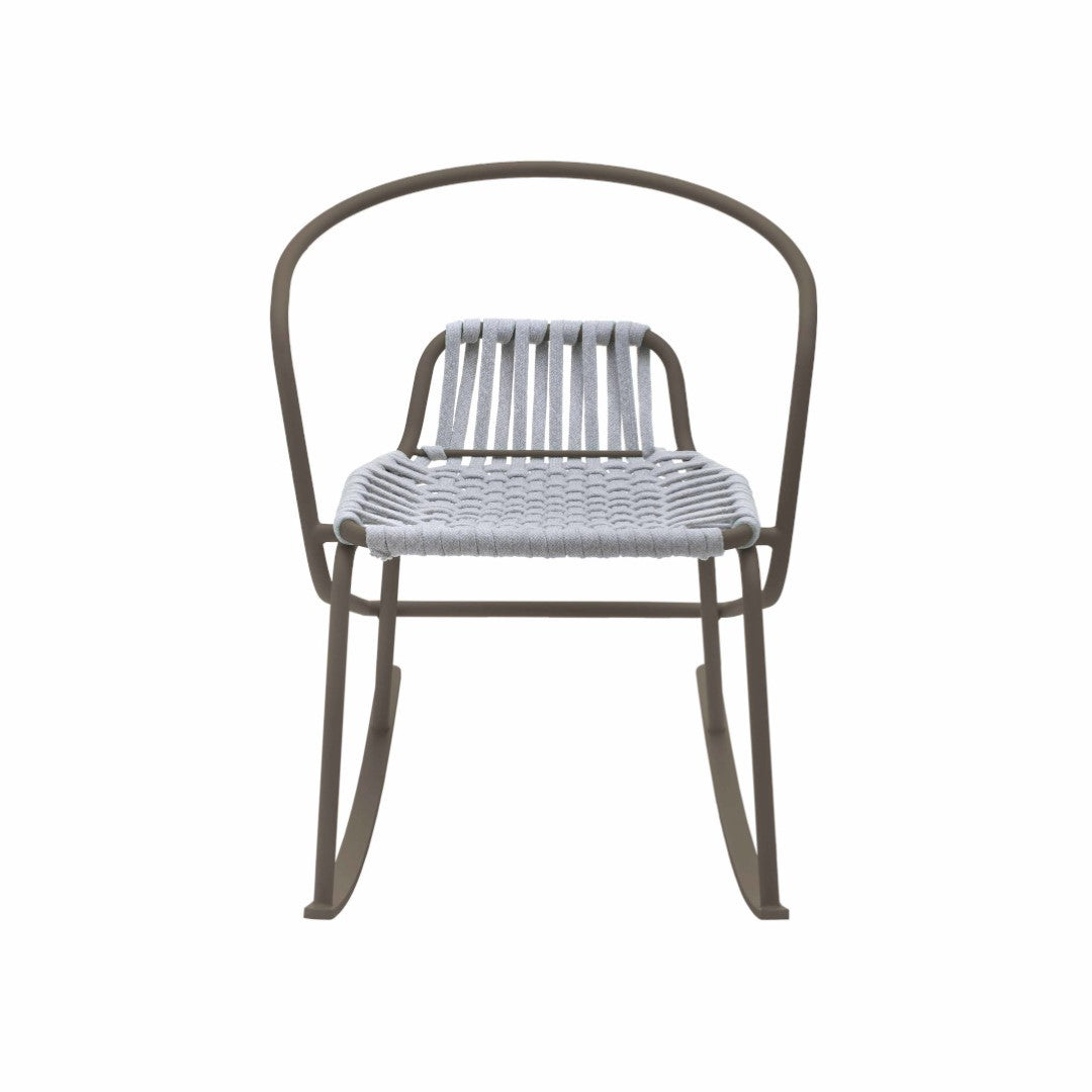 ATAMAN ROCKIN-Designer-Gartenschaukelstuhl aus pulverbeschichtetem Edelstahl-dunkelbraun-vorne