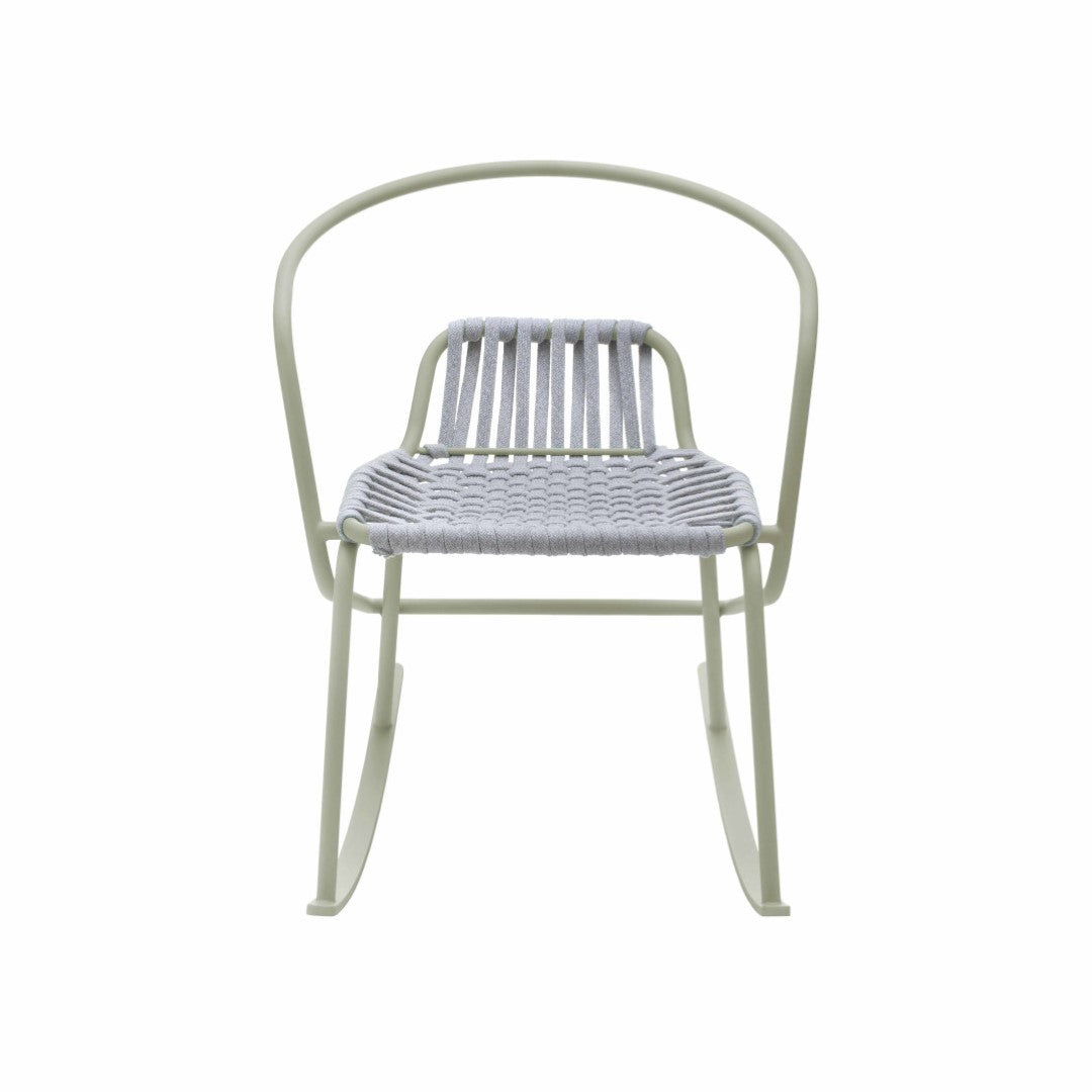 ATAMAN ROCKIN-Designer-Gartenschaukelstuhl aus pulverbeschichtetem Edelstahl-grau-vorne