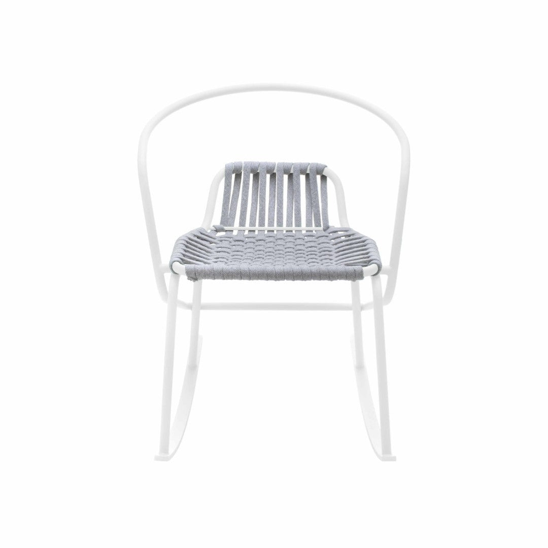 ATAMAN ROCKIN-Designer-Gartenschaukelstuhl aus pulverbeschichtetem Edelstahl-weiss-vorne