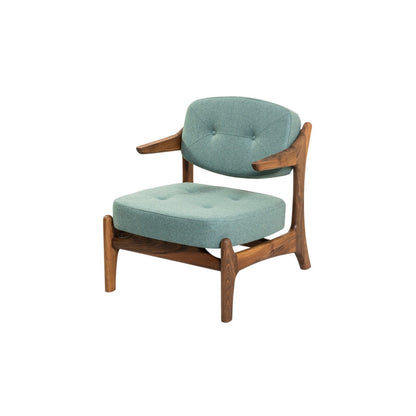 BAIA-Designer Sessel aus Massivholz Stoffpolsterung-vorne-nussbaum