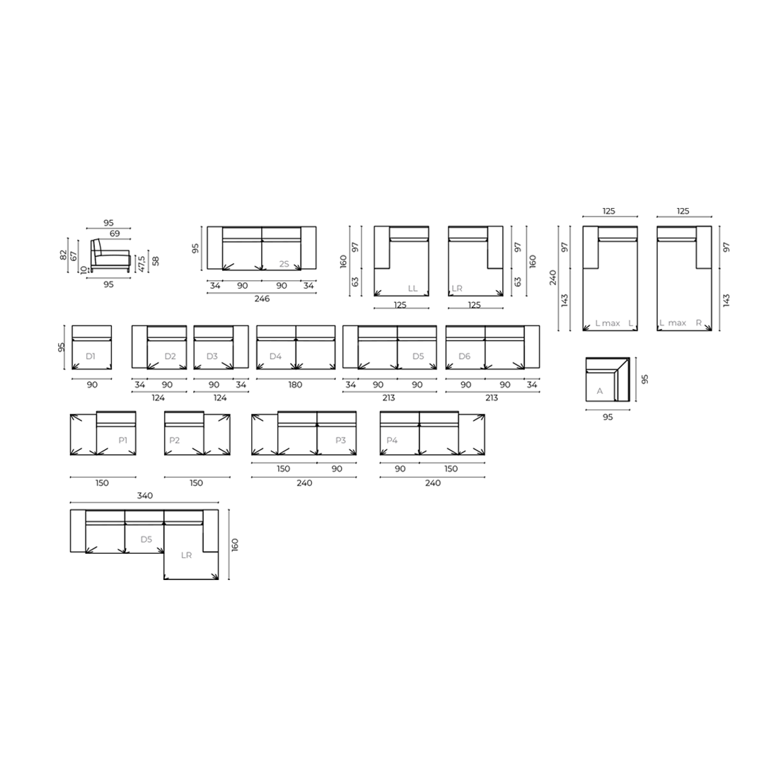 Spezifikation von Benvenutti Designersofa, Gestell aus Massivholz mit Stoffpolsterung