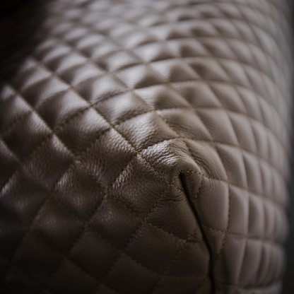 CAPRI-Designersofa, Gestell aus Massivholz mit Stoffpolsterung-detail aus Leder