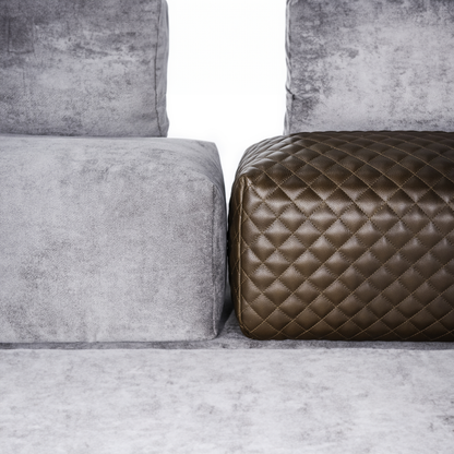 CAPRI-Designersofa, Gestell aus Massivholz mit Stoffpolsterung-unterschied zu Leder