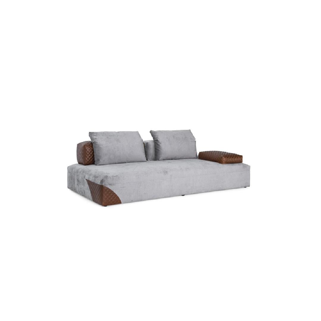 CAPRI-Designersofa, Gestell aus Massivholz mit Stoffpolsterung-links
