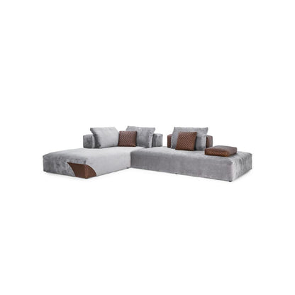 CAPRI-Designersofa, Gestell aus Massivholz mit Stoffpolsterung, zwei Elemente rechts