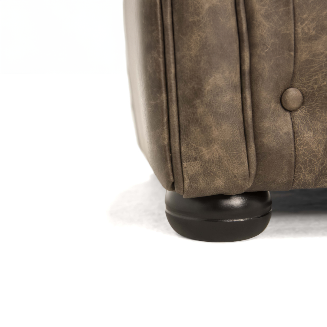 CLASSIC LUX-Designersofa, Gestell aus Massivholz mit Lederpolsterung-detail Fuss