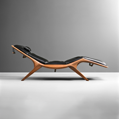 INSEKT-Designer Liege, Gestell aus Massivholz und Lederpolsterung-seite links