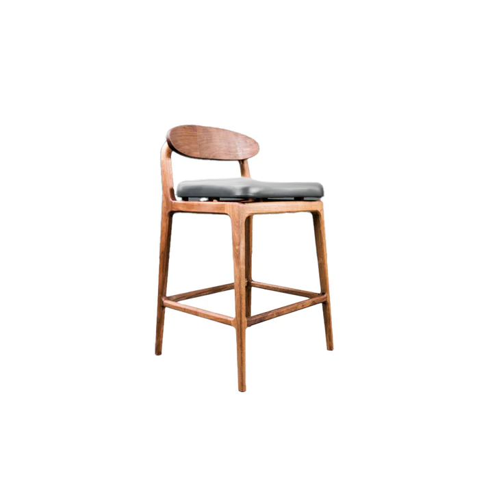 LABOR-Designer Barhocker aus Massivholz und Lederpolsterung